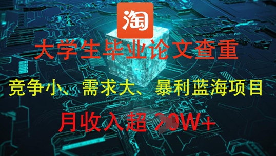 大学生毕业论文查重，暴利蓝海项目，月收入过1W+-源家网